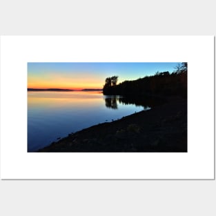 Orange Sky - Evening on a Northern Canadian Autumn Lake - Ripples on the Water Posters and Art